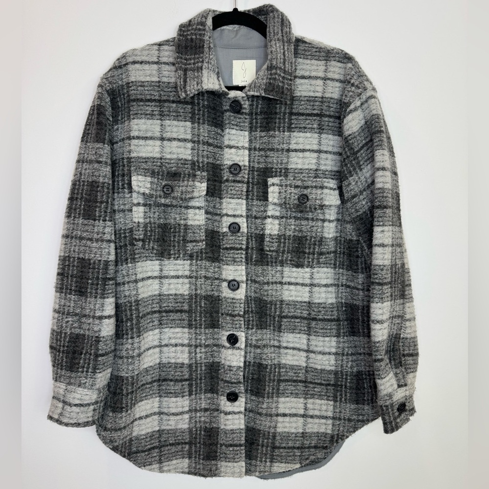 JOIE Wool Blend Jacket Plaid Cropped Chest Pockets Bonfire Country Core medium